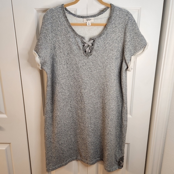 Style & Co Women's XL Short Sleeve Dress Lace Up Detail on front and sides - Picture 2 of 7